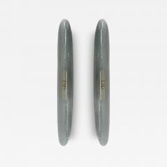 Pair of Green Murano Glass Wall Sconces with Brass Structure - 4413743