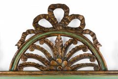 Pair of Green Painted Trumeau Dual Mirrors with Arch and Bow Pediments - 4171157