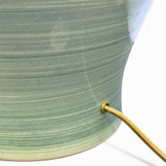 Pair of Green Stoneware Urn Shaped Table Lamps - 4444293