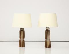 Pair of Grooved Pottery Table Lamps - 3265819