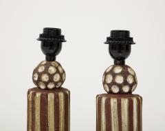 Pair of Grooved Pottery Table Lamps - 3265821