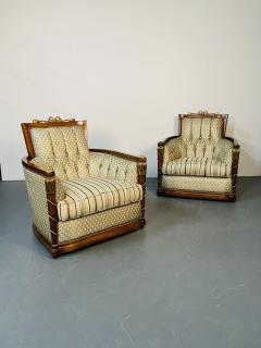 Pair of Grosfeld House Hi Back Arm Chairs Bergere or Lounge Chairs - 3136838