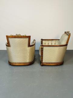 Pair of Grosfeld House Hi Back Arm Chairs Bergere or Lounge Chairs - 3136841