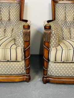 Pair of Grosfeld House Hi Back Arm Chairs Bergere or Lounge Chairs - 3136843