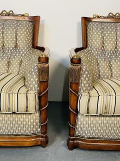 Pair of Grosfeld House Hi Back Arm Chairs Bergere or Lounge Chairs - 3136844