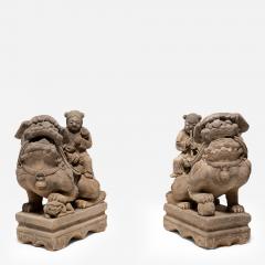 Pair of Guardian Fu Lions with Riders - 4173468