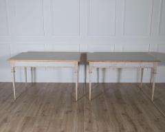 Pair of Gustavian Style Painted Tables Repainted in Light Gray - 4282417