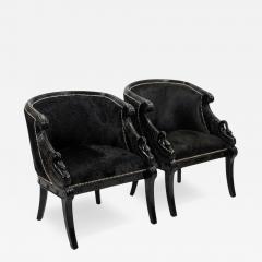 Pair of Hair On Cowhide Barrel Back Club Chairs - 4555166