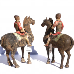 Pair of Han Dynasty Pottery Horses and Equestrian Riders - 3023295