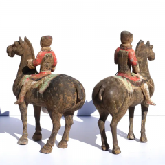 Pair of Han Dynasty Pottery Horses and Equestrian Riders - 3023296