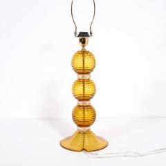 Pair of Hand Amber Hued Murano Lamps with 24 Karat Gold Bands - 2909071