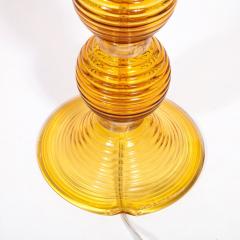Pair of Hand Amber Hued Murano Lamps with 24 Karat Gold Bands - 2909078