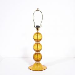 Pair of Hand Amber Hued Murano Lamps with 24 Karat Gold Bands - 2909169