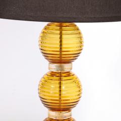 Pair of Hand Amber Hued Murano Lamps with 24 Karat Gold Bands - 2909170