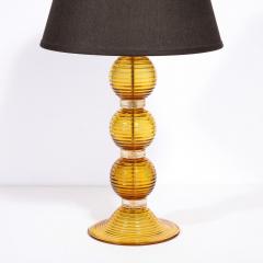 Pair of Hand Amber Hued Murano Lamps with 24 Karat Gold Bands - 2909171