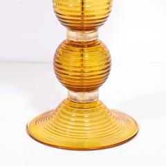 Pair of Hand Amber Hued Murano Lamps with 24 Karat Gold Bands - 2909179