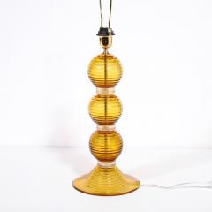 Pair of Hand Amber Hued Murano Lamps with 24 Karat Gold Bands - 2909231