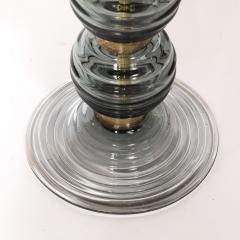 Pair of Hand Blown Murano Ribbed Smoked Glass Table Lamps with Brass Fittings - 4438868