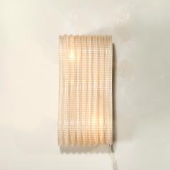Pair of Hand Blown Undulating Reeded Murano Glass Sconces with Brass Fittings - 4622396