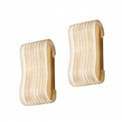 Pair of Hand Blown Undulating Reeded Murano Glass Sconces with Brass Fittings - 4622398