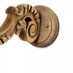 Pair of Hand Carved Bleached Walnut Single Arm Sconces - 4385751