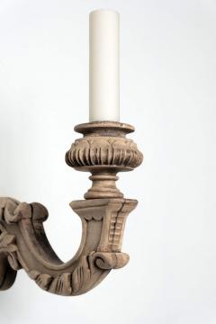 Pair of Hand Carved Bleached Walnut Single Arm Sconces - 4385753