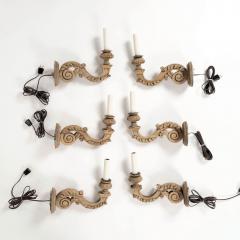 Pair of Hand Carved Bleached Walnut Single Arm Sconces - 4385758