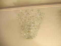 Pair of Hand Crafted Clear Murano Glass Sconces - 347075