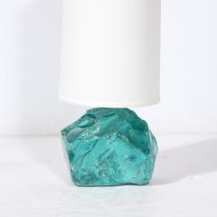 Pair of Hand Cut Aquamarine Murano Glass Table Lamps - 3275795
