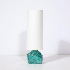 Pair of Hand Cut Aquamarine Murano Glass Table Lamps - 3275801