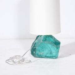 Pair of Hand Cut Aquamarine Murano Glass Table Lamps - 3275857
