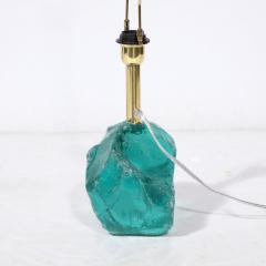 Pair of Hand Cut Aquamarine Murano Glass Table Lamps - 3275862