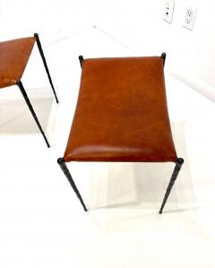 Pair of Hand Made Patinated Iron Benches - 4324780