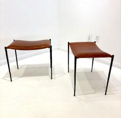 Pair of Hand Made Patinated Iron Benches - 4324783