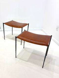 Pair of Hand Made Patinated Iron Benches - 4324788