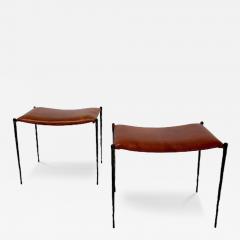 Pair of Hand Made Patinated Iron Benches - 4326713