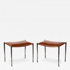 Pair of Hand Made Patinated Iron Benches - 4374396