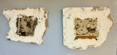 Pair of Hand Painted Architectural Wall Fragments Plaster Italian Venetian - 2489424