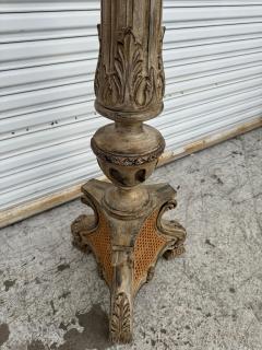 Pair of Hand Painted Italian Candlestick Torchieres with Cane Bases - 4416022