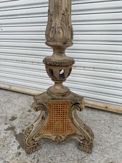 Pair of Hand Painted Italian Candlestick Torchieres with Cane Bases - 4416027