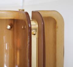 Pair of Hand casted Murano Glass and Brass Wall Sconces in Cognac Italy - 4616689