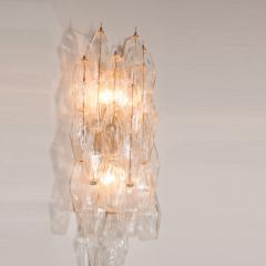 Pair of Handblown Murano Glass Polyhedral Sconces with Brass Fittings - 1579360