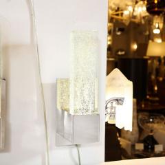 Pair of Handblown Murano Glass Sconces in Nickel w 24 karat Gold Flecks - 3108876
