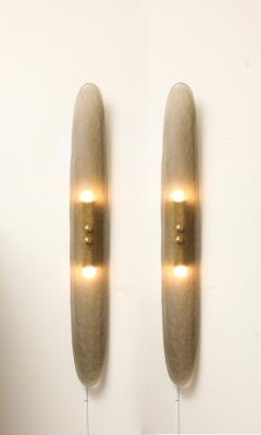 Pair of Handcrafted Smoked Murano Glass and Brass Barchetta Sconces Italy - 4236516