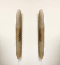 Pair of Handcrafted Smoked Murano Glass and Brass Barchetta Sconces Italy - 4236518