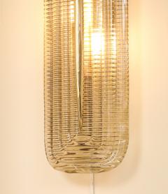 Pair of Handcrafted Textured Clear Murano Glass and Brass Sconces Italy - 4228847