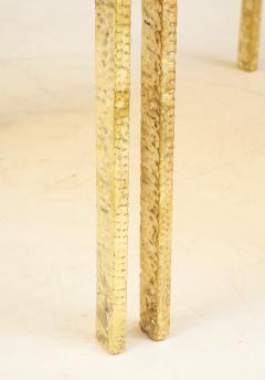 Pair of Handmade Textured Brass and Gold Fractal Resin Top Side Tables Italy - 1614974