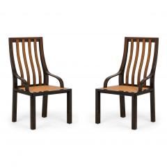 Pair of Harvey Probber American Mid Century Slat Back Wood and Caned Seat Side C - 4649593