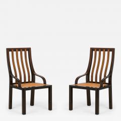 Pair of Harvey Probber American Mid Century Slat Back Wood and Caned Seat Side C - 4649594