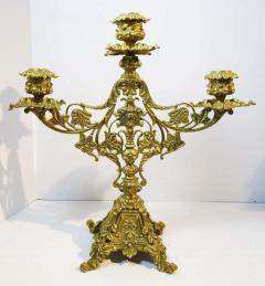 Pair of Heavy Brass Belle poque Three Light Candelabra Circa 1890 - 2162610